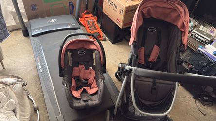 Evenflo pink stroller and car seat