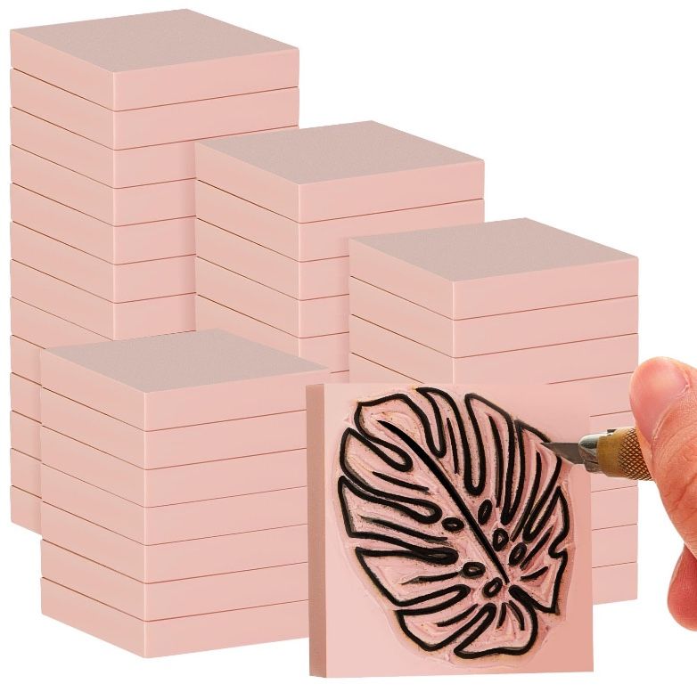 Frienda 48 Pcs 2" X 2" Rubber Carving Blocks Linoleum Blocks for Printmaking, Stamp Making, DIY Crafting, Scrapbook…