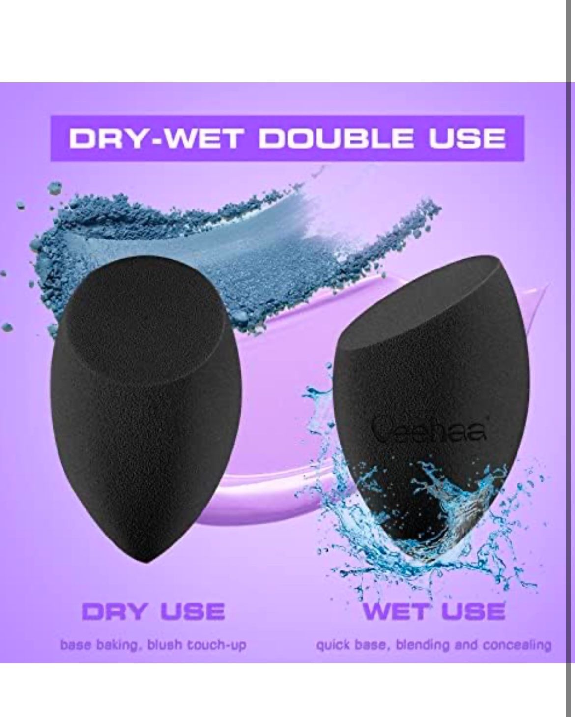 Brand: VEEHAA 2PCS Makeup Sponge Set, Latex Free Makeup Blender for foundation, Makeup Sponges egg shaped, Makeup Sponges for all areas Brand New. Ne