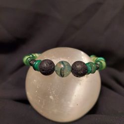 Blue Haze Fire Agate, Emerald, Red Coral Crystal Bracelet 