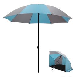 New/Open Box 1.8m Beach Umbrella with Sun Shelter – Never Used