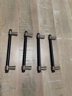 6 New Matte Black Cabinet Drawer Pulls – 2 Sizes