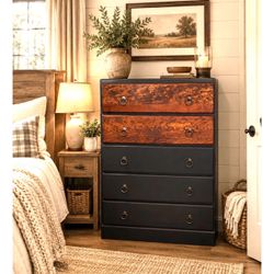 Stunning Refinished Navy Tall Dresser