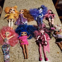 Lot of 9 LOL OMG Barbie dolls