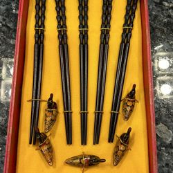 Five Pair Of Chinese Chopsticks With Breasts In Wedding Gift Box New
