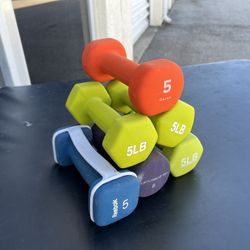 (6) 5lb Neoprene Dumbbells Hand Weights! Great for Home Gym Fitness Workouts!  