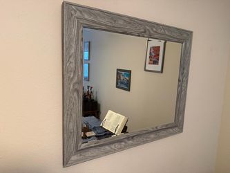 Large Wall Mirror with Gray Wood Frame