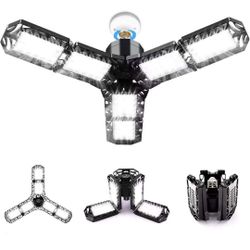 LED Garage Lights, LED Ceiling Lights 120W with 6 Adjustable Panels E27 12,000LM 6,500K LED Shop Light Deformable for Workshop, Warehouse, Garage, Bas