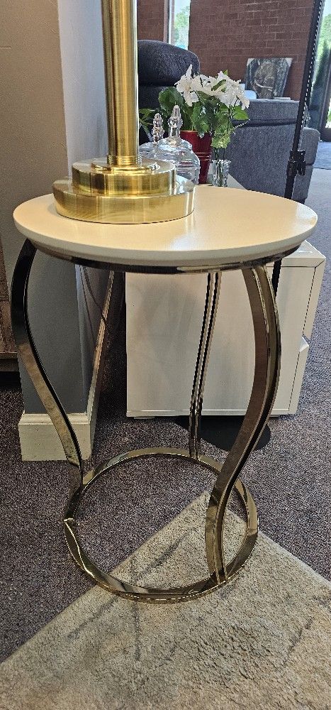 White And Gold Side Table