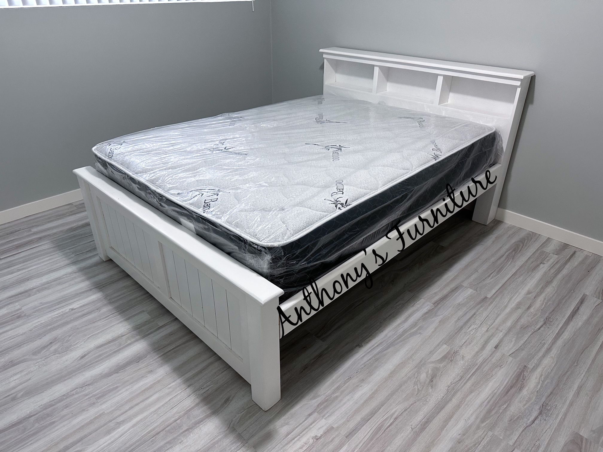 White Queen Bed With Mattress