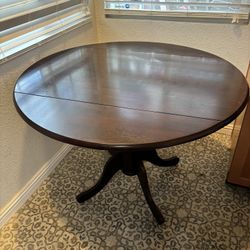 Round Kitchen Table With 2 Drop Leaves Solid Wood 