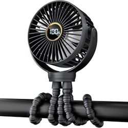 Portable Stroller Mini Fan, Small Rechargeable Personal Fan, Baby Travel Essentials for Wagon, Car Seat, Treadmill, Battery Powered Biking Gear Access