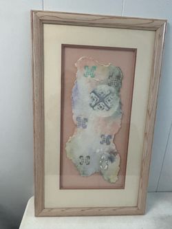 Handmade Hand Cast Paper Art Southwest Signed Terichee Framed Paper Sculpture Rustic Motifs 21 Inches X 35 Inches
