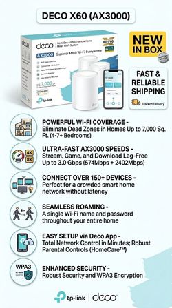 TP-LINK Deco X60 AX3000 Whole Home Mesh Wi-Fi System - 3 Pack