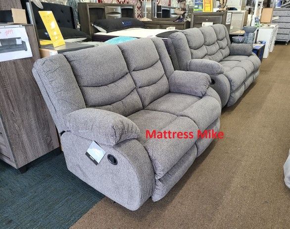 Ashley Tulen Model Gray 2pc Recliner Sofa Loveseat