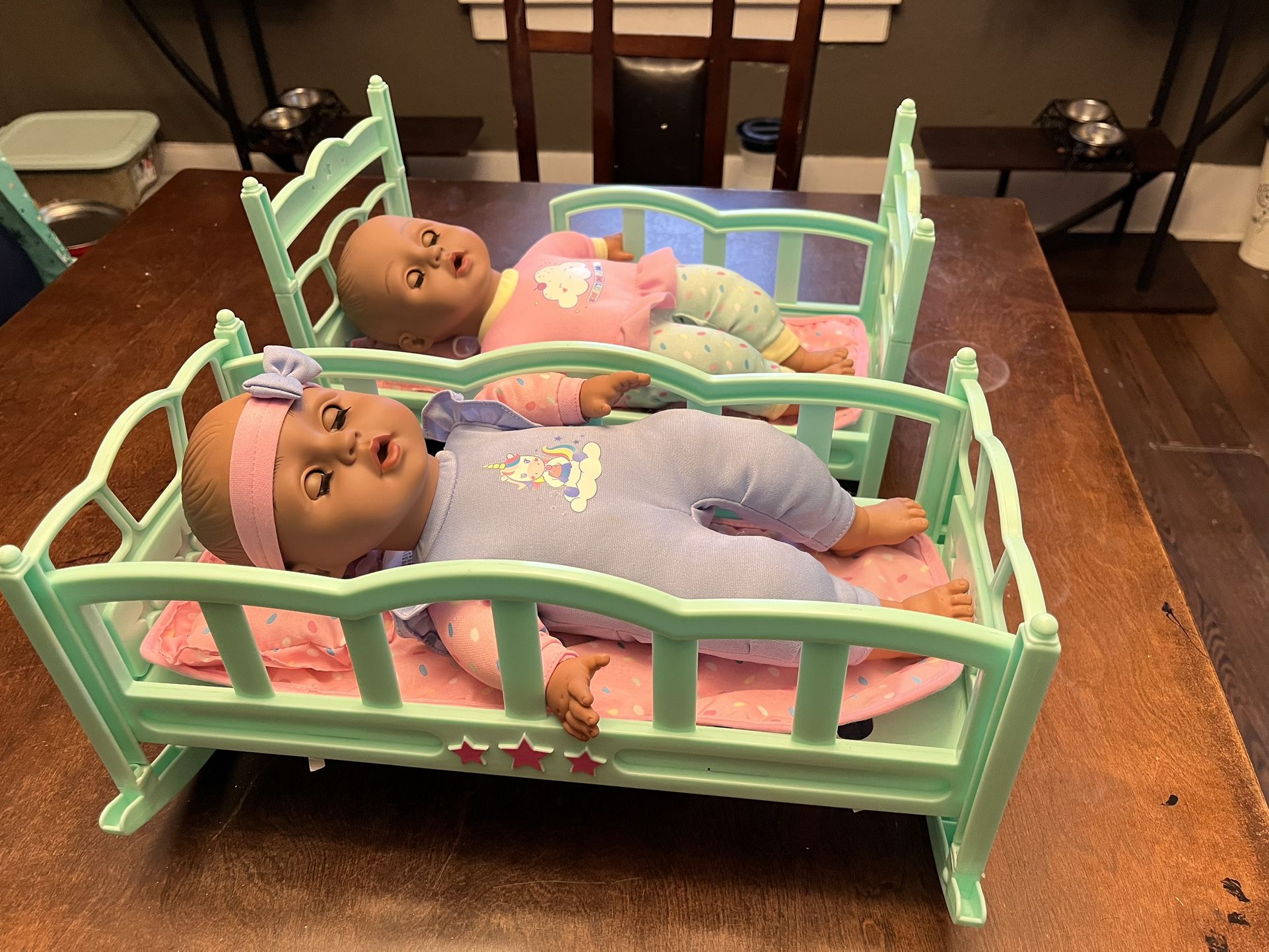2 Baby Dolls + Beds