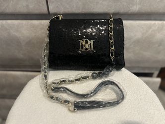 Badgley Mischka Women Sequin Messenger Pearl Bag Black  