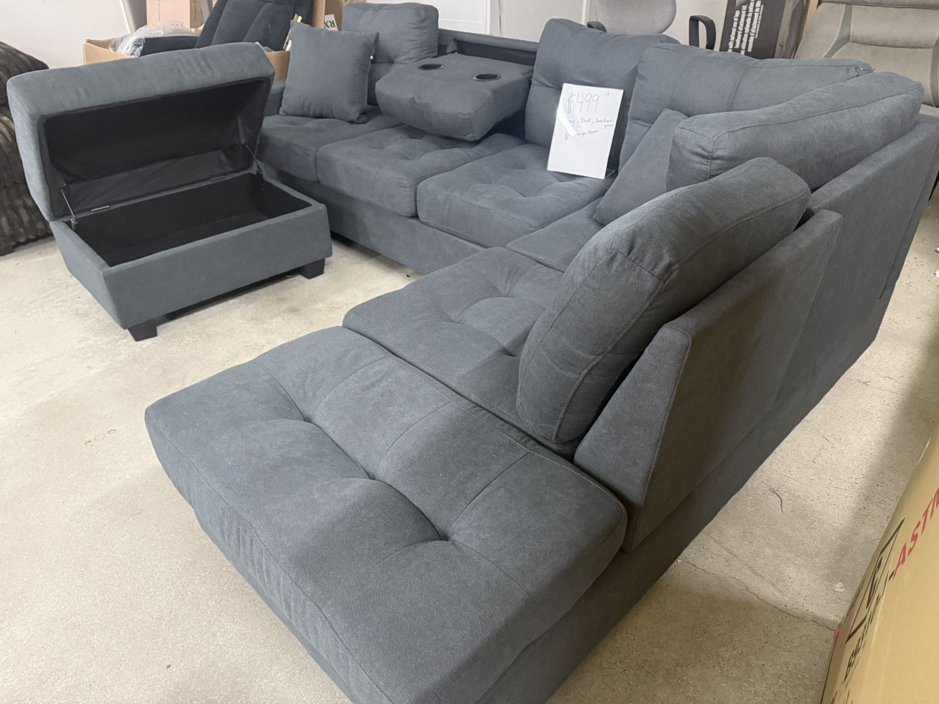 🛋️ NUEVA Sala Reversible Seccional en Caja! 📦  Cerca de 9 x 6 pies  COLOR Gris Cafe O black Entrega Disponible 🚛  