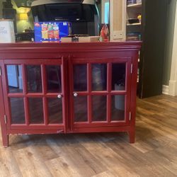 Red Glass Door Cabinet