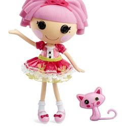 Lalaloopsy Doll Princess Jewel Sparkles with Pet Persian Cat Playset, 13" Doll with Changeable Pink Outfit and Shoes, in Reusable Play House 