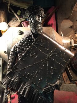 Iron Signed Middle Eastern Man Sculpture