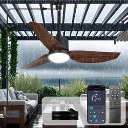 Brand New 42” Plug In Outdoor Ceiling Fan With Light And Remote Control 