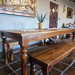 World Market Solid Wood Dining Table and Benches