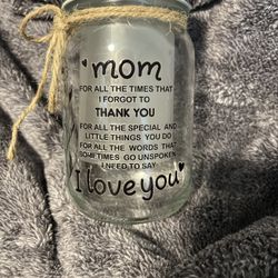 Mom Decorative Light Up Mason Jar 
