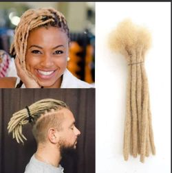 Blonde Color Dreadlock Extensions 8 Inch 30 Strands 0.6cm Thickess 100% Human Hair Loc Extensions For Women/Men Can Be Dyed Bleached Curled And Twiste