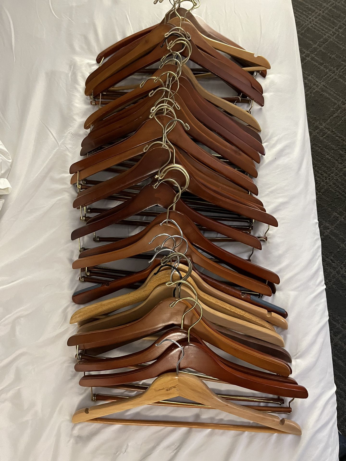 36 Wooden Hangers Like New
