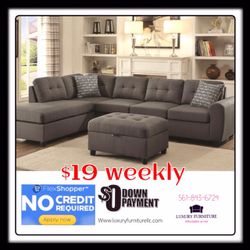 New grey linen sofa sectional