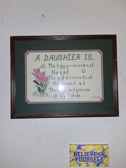 Vintage Framed Cross Stitch A Daughter Is Quote