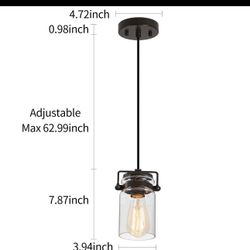 Industrial Pendant Light with Clear Seeded Glass Shade, Mini Ceiling Light