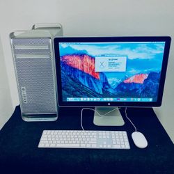 Apple Mac Pro Tower 4,1 Early 2009 A1289 32GB 2TB Quad-Core (8 Cores) 2 X 2.26GHZ with 24in. Apple Cinema Display Monitor & Apple Wired Keyboard and M