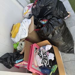 400 Pices Of Clothes, Shoes And Little Kids Toys