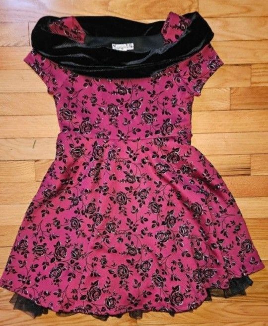Girls Size 12 Maroon/Black Holiday Themed Dress