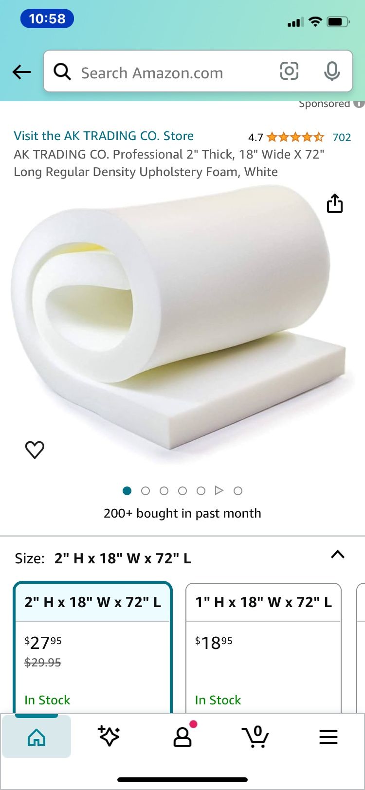 AK TRADING CO. Upholstery Foam Cushion 3" X 30" X 72" - High Density Foam Sheet, Made In USA, Fire Retardant - View #9