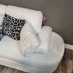 White Leather Sectional 