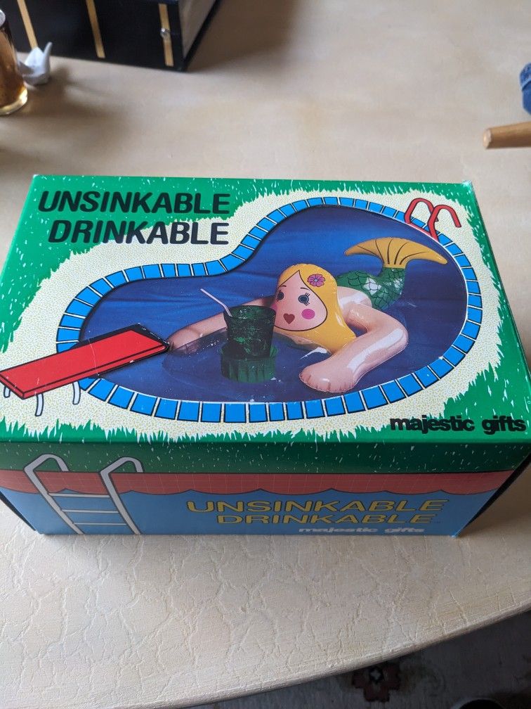 Mermaid Unsinkable Drinkable Vintage Floaty New In Box