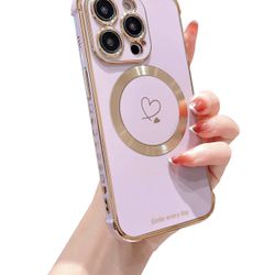iPhone 14 Pro Max Case, Cute Heart Design with Wirless Charging and Camera Lens Protection Soft TPU Shockproof Edge Phone Case for iPhone 14 Pro Max
