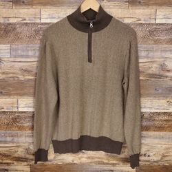 J. Crew Brown Long Sleeve Pullover Quarter Zip Size L