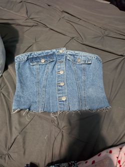 Cropped jean tube top