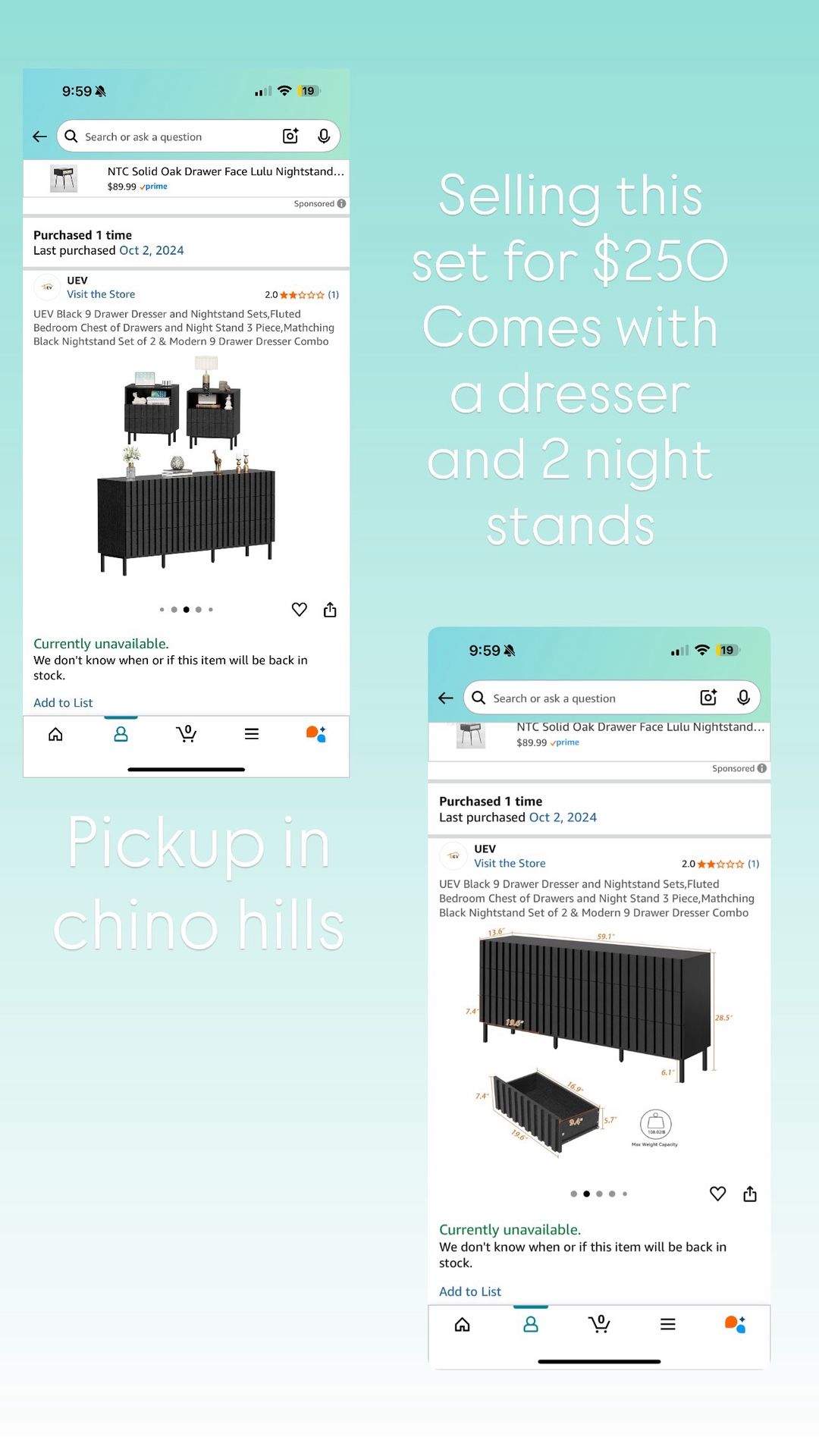 Dresser & 2 Nightstands 