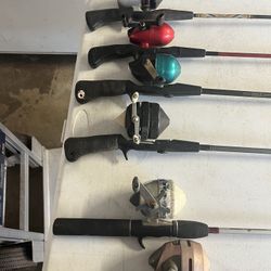 6  FOR $45  Zebco And Shakespeare Fishing Poles!! 