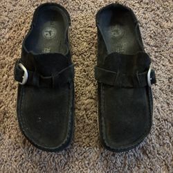 Birkenstock Buckley Suede Leather Clogs In Black Size 38 Women's 7