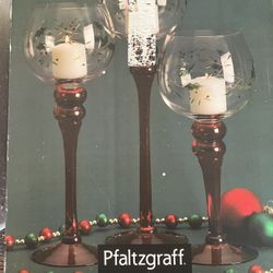 Vintage Christmas Candle Holder Set.