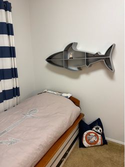 Metal sturdy shark bookshelf from Pottery Barn Kids like new
