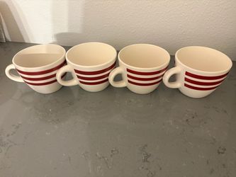 Set of 4 Threshold Striped/ Nautical Coffee/ Latte Mugs