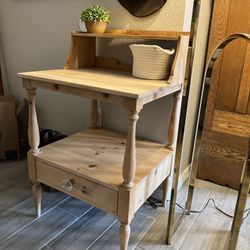 Vintage raw wood light wood washstand Accent Table 