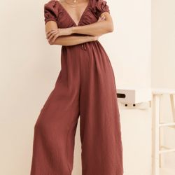 ASTR the Label Crinkled Cutout Jumpsuit - Size Small